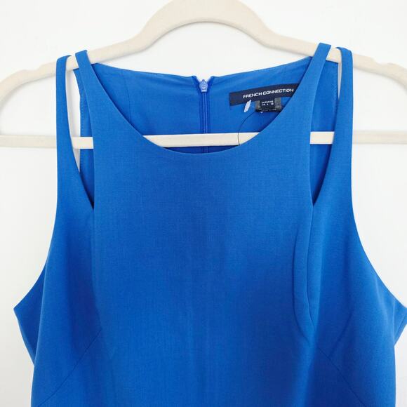 French Connection Cobalt Blue Sleeveless Cut Out Stretch Fit Sheath Dress Sz 10 - Picture 5 of 6
